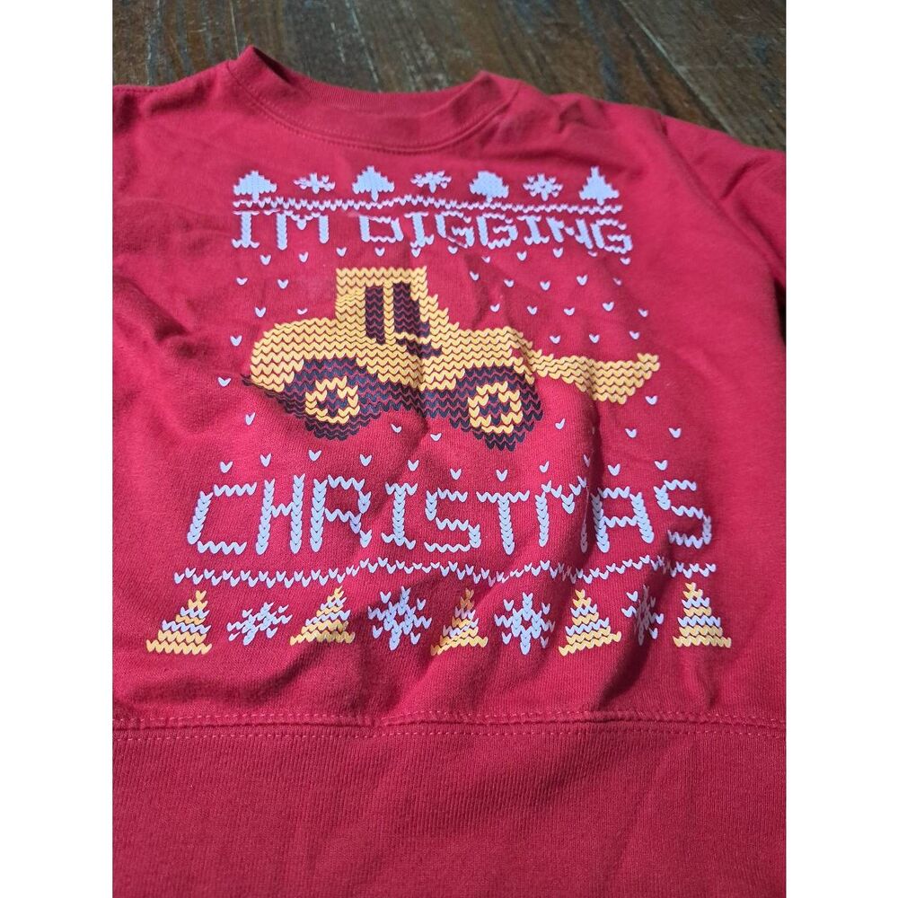 New Boys Sz 4 Rabbit Skins Im Digging Christmas Long Sleeve Pullover Sweatshirt - Picture 2 of 4